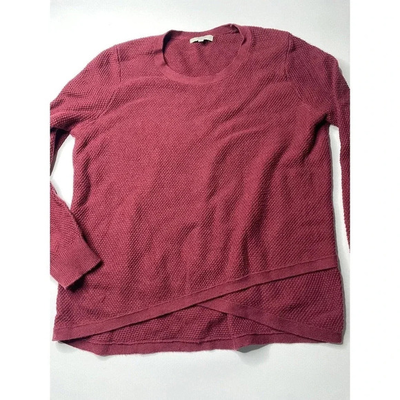 Madewell Women Back Zip Burgundy Red Long Sleeve Crew Neck Sweater Size Large - Picture 3 of 7